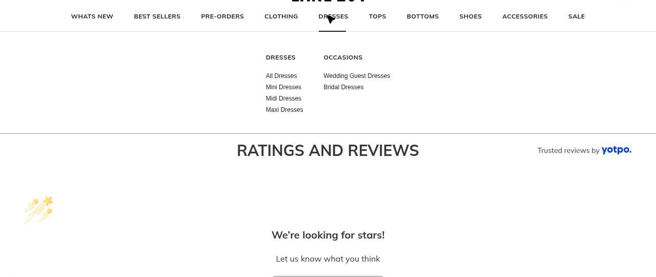 Empty reviews section: 'We're looking for stars - Be the first to write a review!'